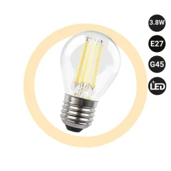 Bombilla LED filamento esférica - E27 G45 - 3.8W - Transparente