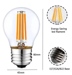 Bombilla LED filamento esférica E27 G45 - 5W