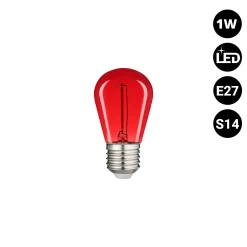 Bombilla LED Filamento - S14 E27 - 1W - Cristal de colores