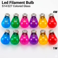 Bombilla LED Filamento - S14 E27 - 4W - Cristal de colores