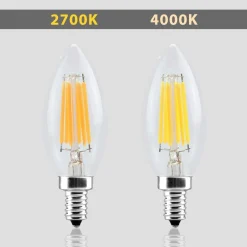 Bombilla LED filamento Vela E14 C35 - 5W - Transparente