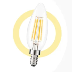 Bombilla LED filamento Vela E14 C35 - 5W - Transparente