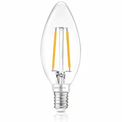 Bombilla LED filamento Vela - E14 C35 - 2W - 3000K - Transparente