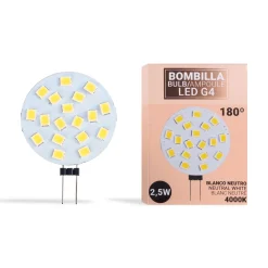 Bombilla LED G4 bi-pin circular plana 12V AC/DC - 2,5W