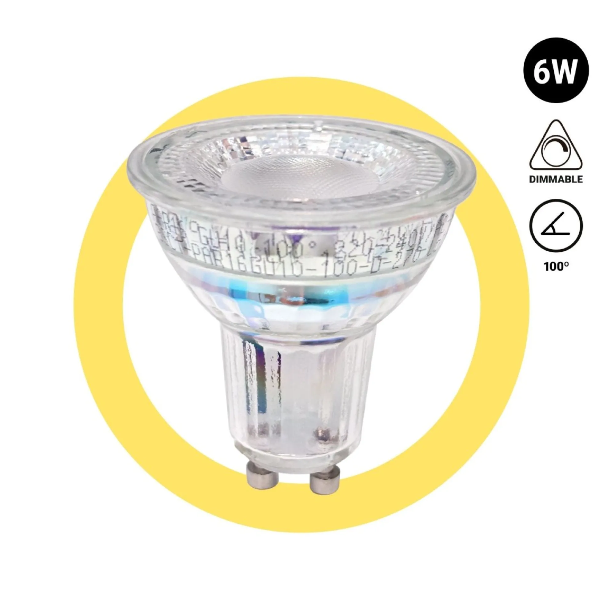 Bombilla LED GU10 PAR16 - 6W - Intensidad regulable - 700lm - 100°