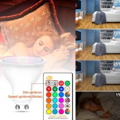 Bombilla LED GU10 RGBW inteligente - 5W - Con control remoto