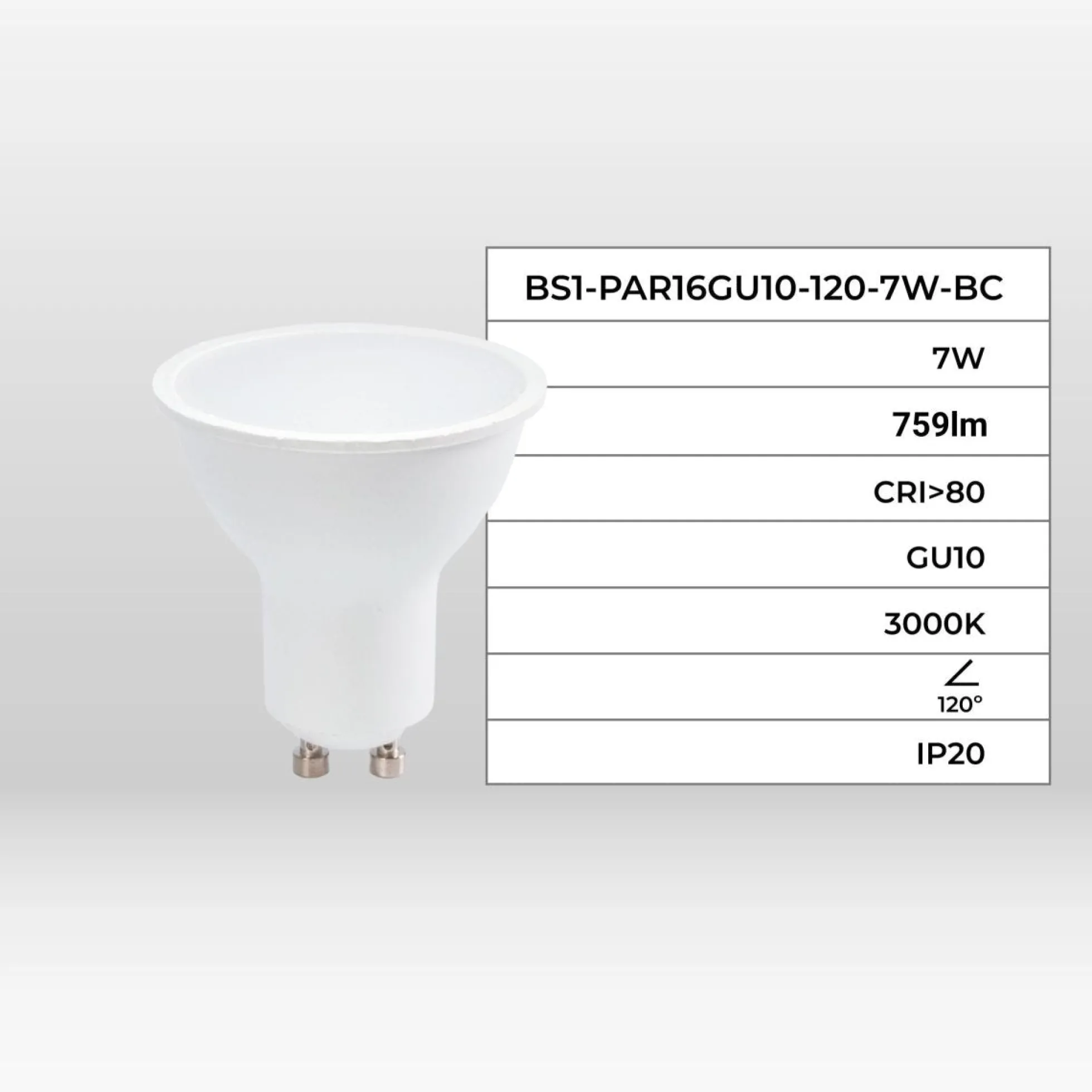 Bombilla LED GU10 - 7W - 120º