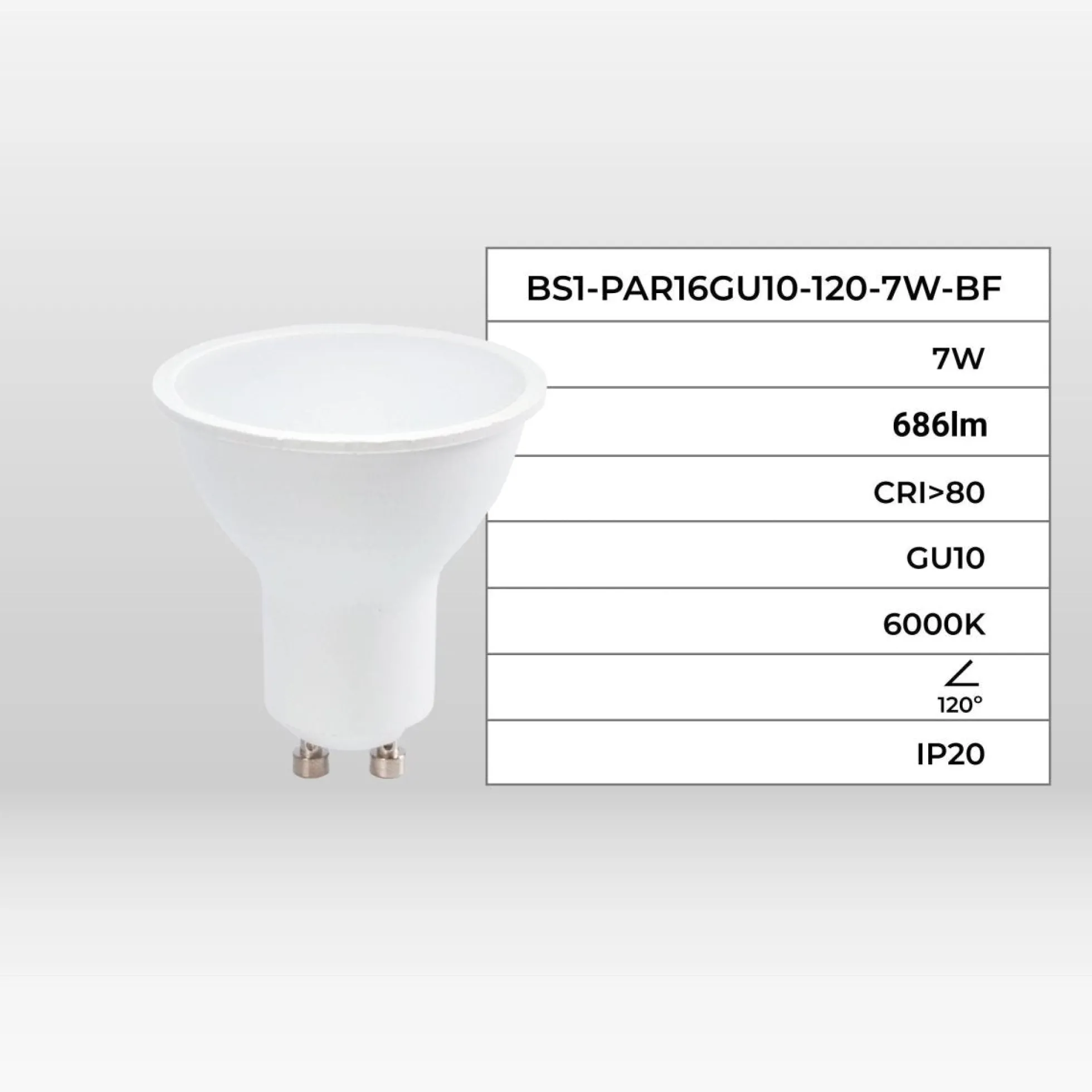 Bombilla LED GU10 - 7W - 120º