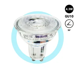 Bombilla LED GU10 4.3W cristal - 130lm/W - PAR16 - 36°