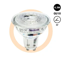 Bombilla LED GU10 4.3W cristal - 130lm/W - PAR16 - 36°