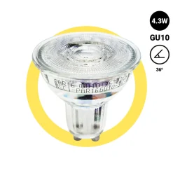 Bombilla LED GU10 4.3W cristal - 130lm/W - PAR16 - 36°