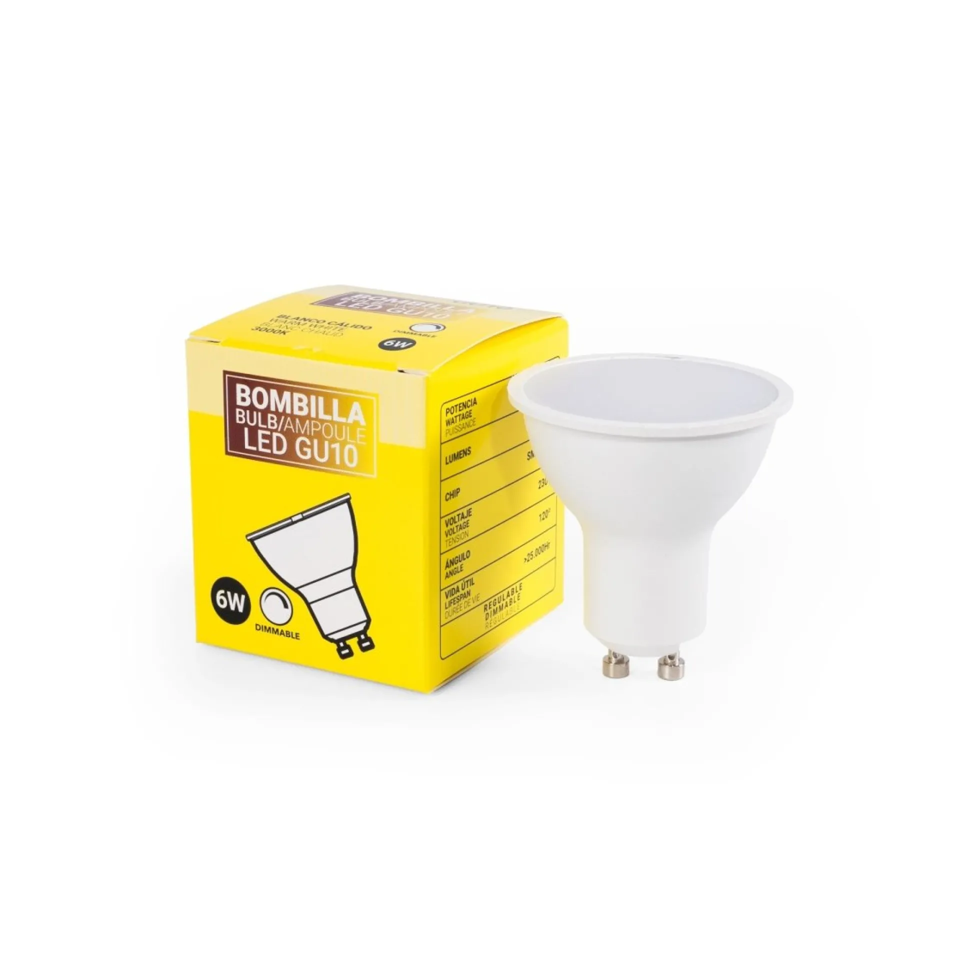 Bombilla LED GU10 - 6W - Regulable - 120º