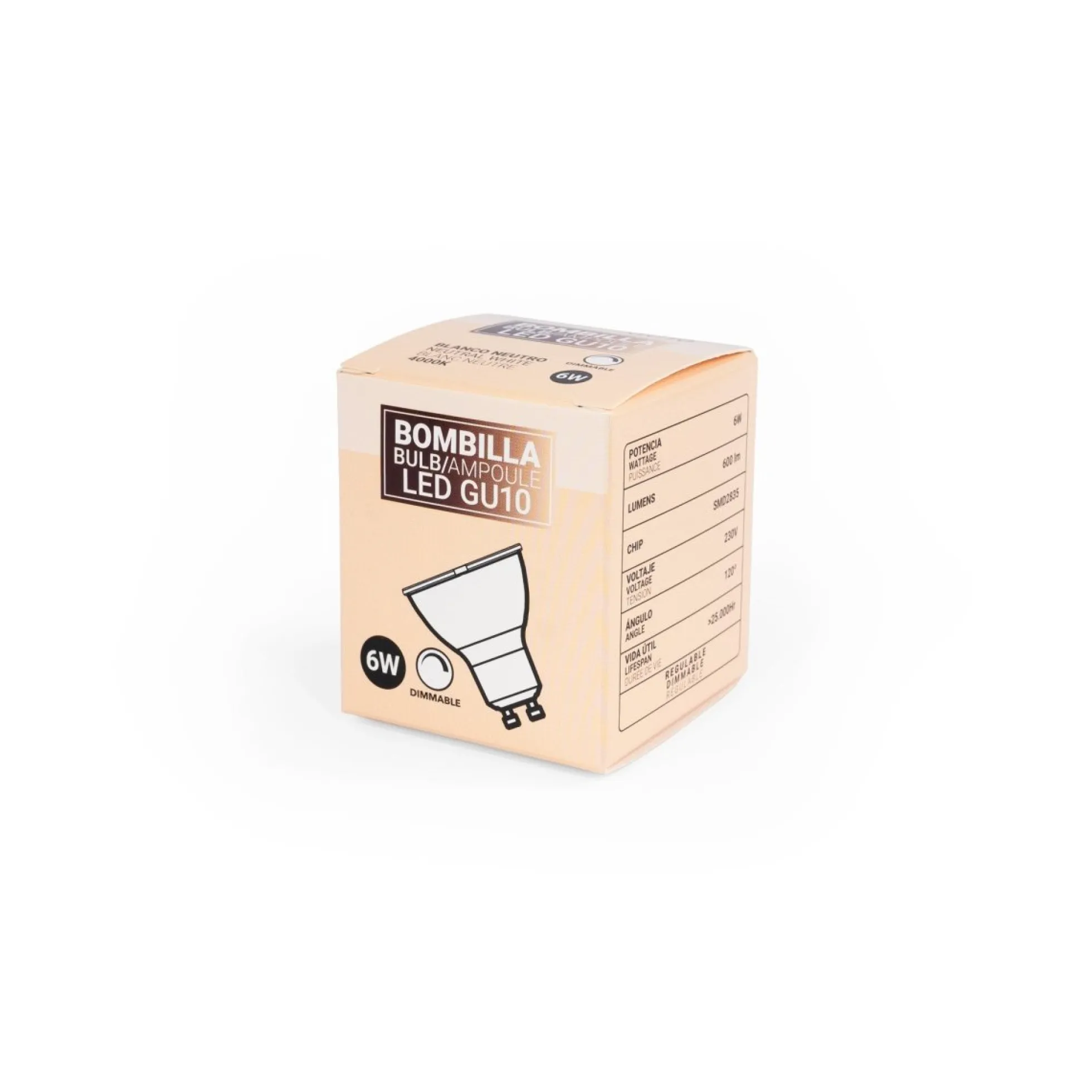 Bombilla LED GU10 - 6W - Regulable - 120º