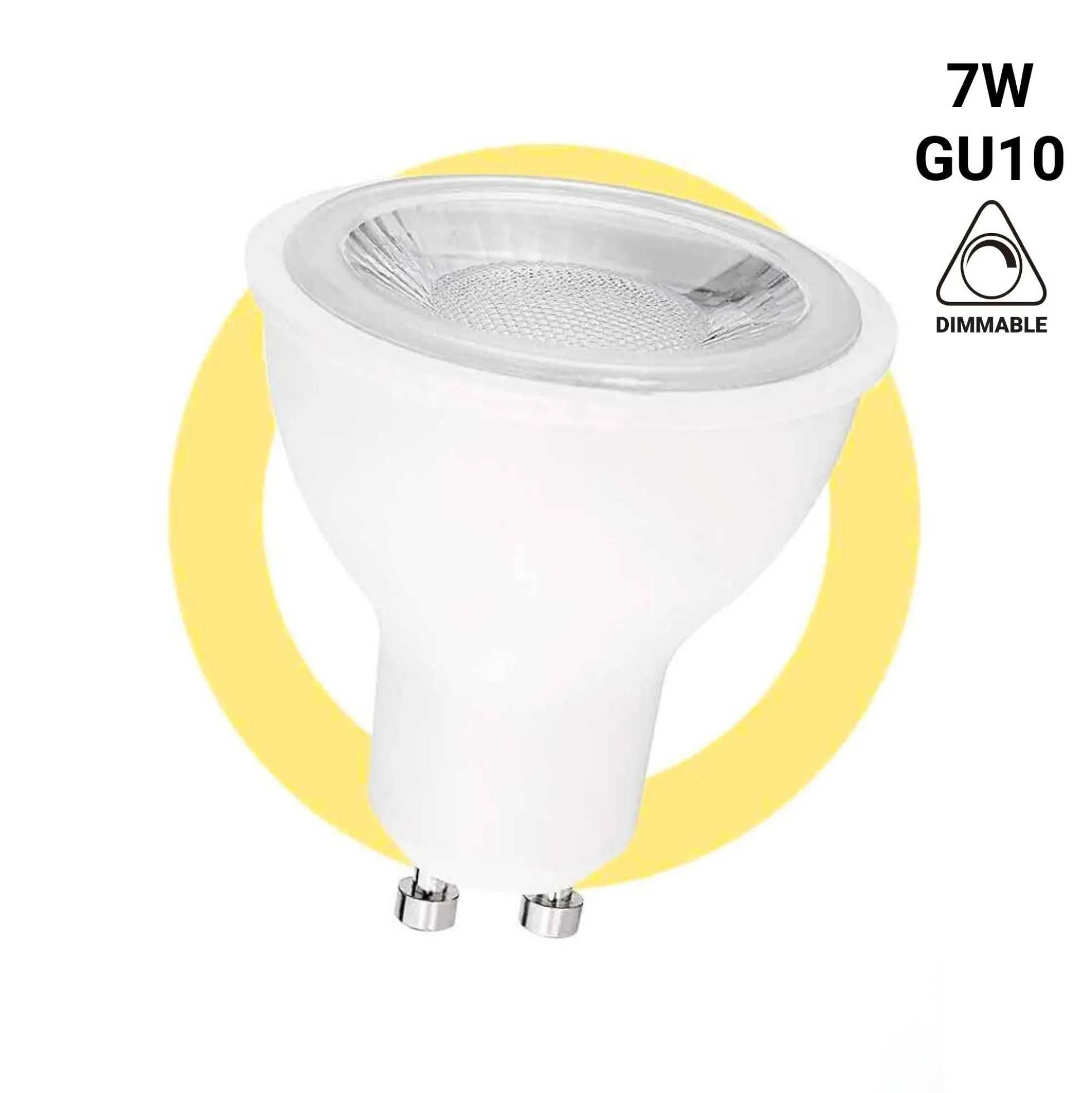 Bombilla LED GU10 - 7W - Regulable - Ø50mm - Óptica a 45º