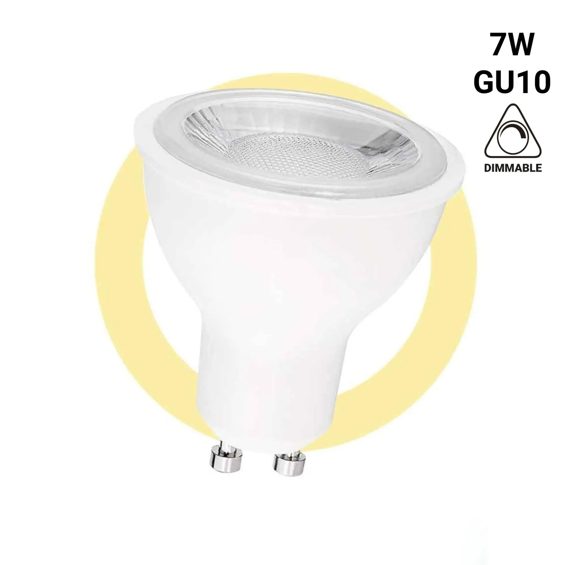 Bombilla LED GU10 - 7W - Regulable - Ø50mm - Óptica a 45º