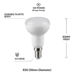 Bombilla LED reflectora - E14 R50 - 5W