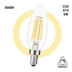 Bombilla LED Vela E14 5W Regulable C35 – 550 Lúmenes