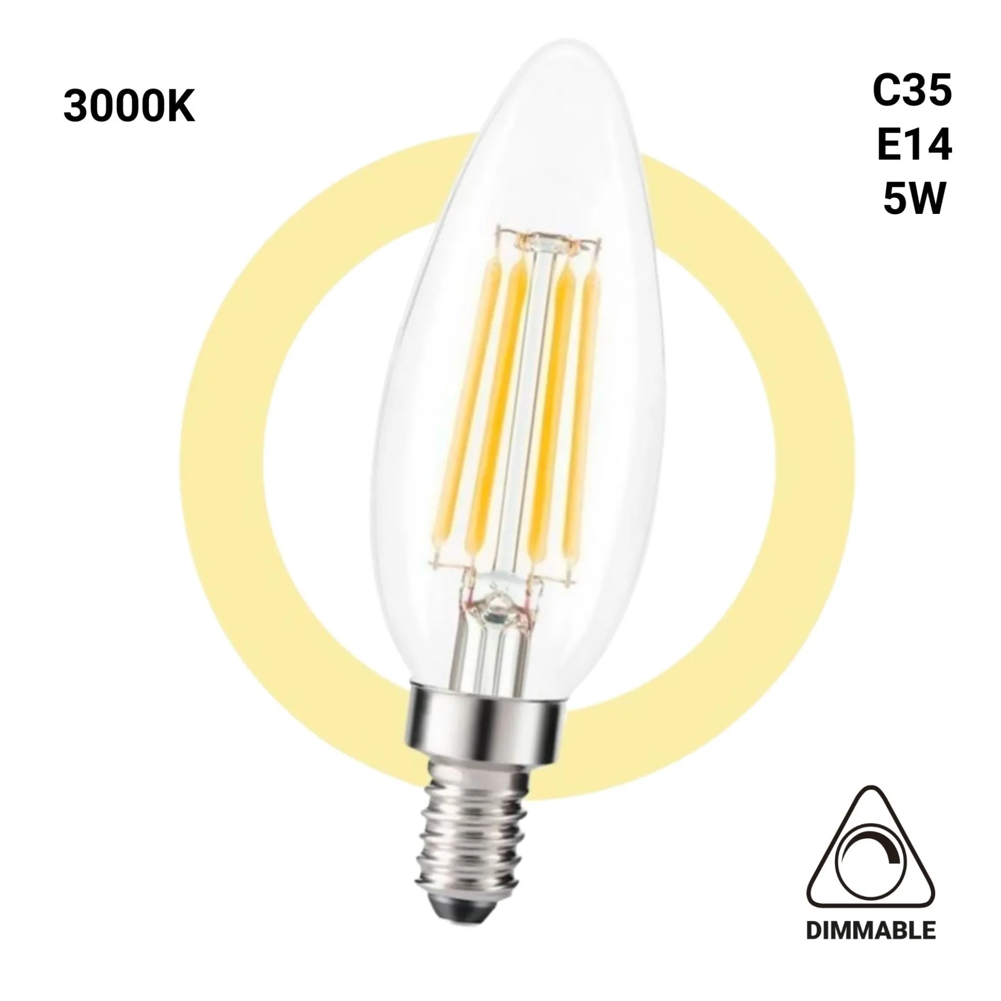 Bombilla LED Vela E14 5W Regulable C35 – 550 Lúmenes