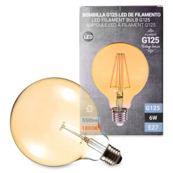 Bombilla LED Vintage Globo de Filamento E27 G125 6W