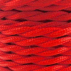 Cable eléctrico decorativo textil trenzado 2X0,75 rojo - 10 metros
