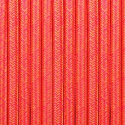 Cable Eléctrico Redondo recubierto en tejido efecto Seda Color Rosa y Amarillo
