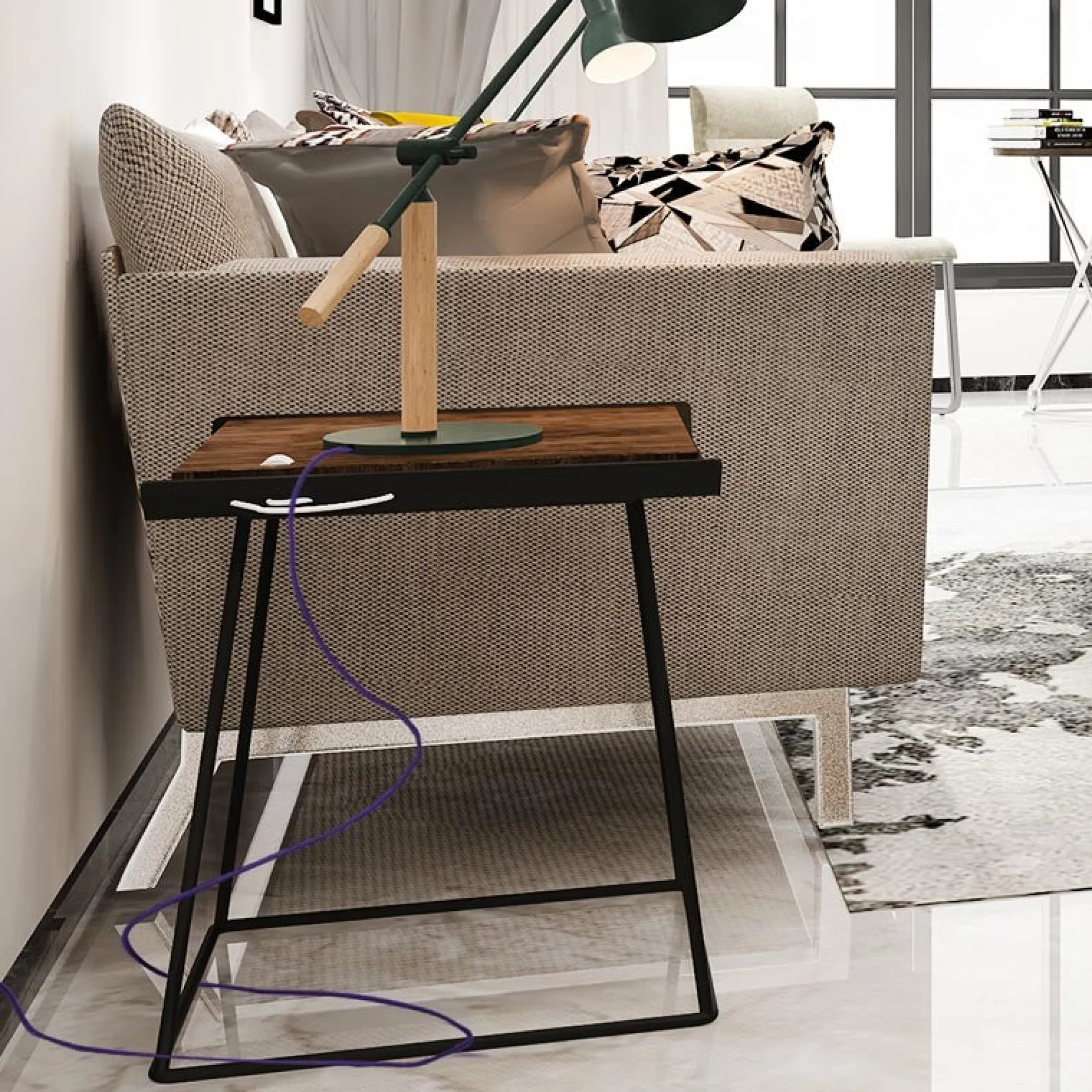 Cable eléctrico redondo revestido de algodón Violeta
