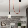 Cable eléctrico trenzado en tejido efecto seda color Rojo