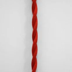 Cable eléctrico trenzado en tejido efecto seda color Rojo