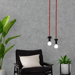 Cable eléctrico trenzado en tejido efecto seda color Rojo