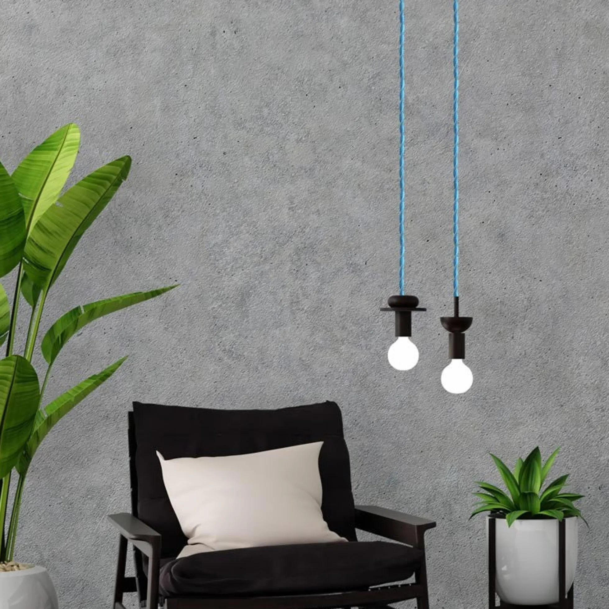 Cable Trenzado Recubierto en tejido Efecto Seda Color Azul
