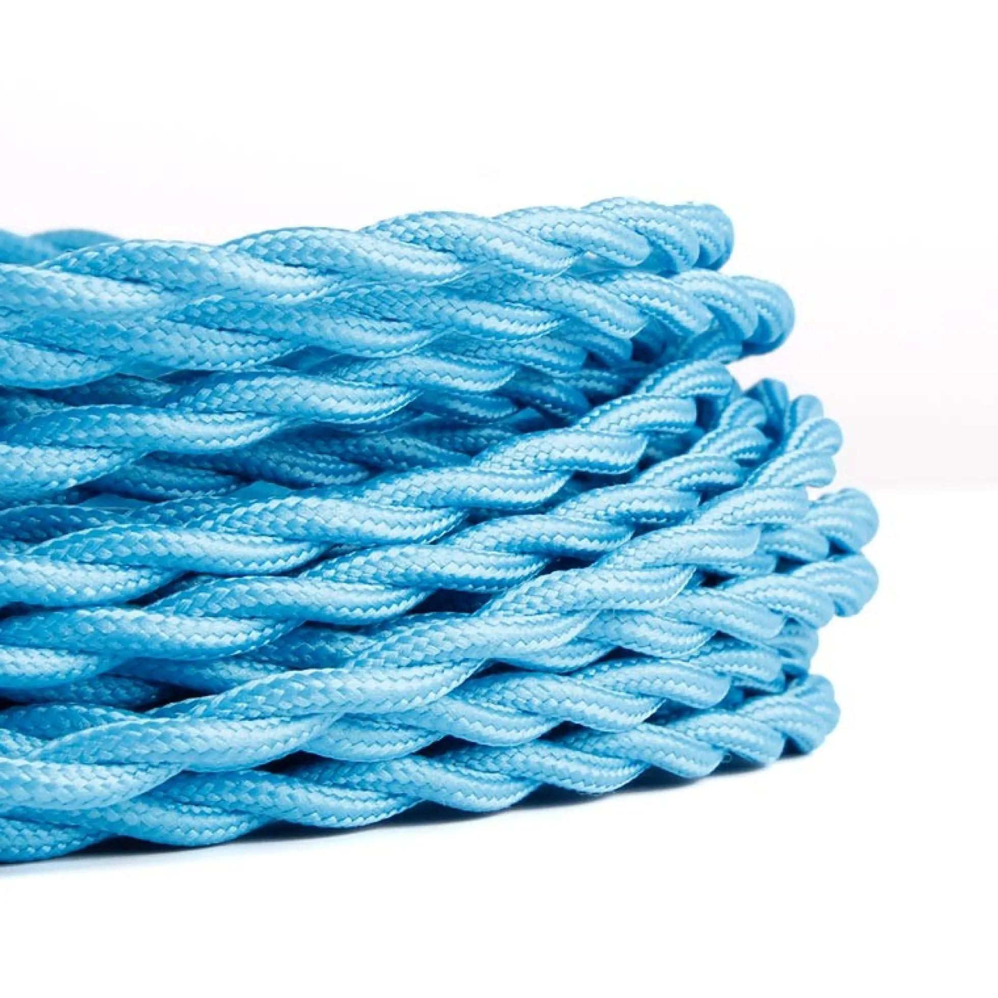 Cable Trenzado Recubierto en tejido Efecto Seda Color Azul