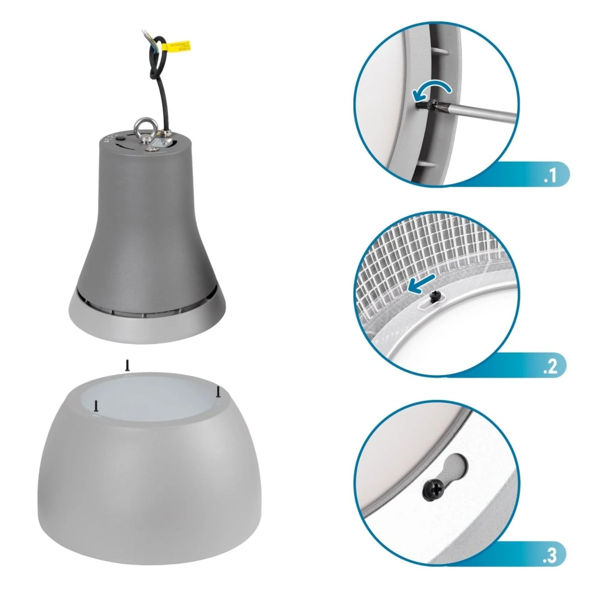 Campana LED comercial CCT - (25W / 40W /60W / 80W) - Difusor aluminio - UGR19 - Driver Lifud 0-10V