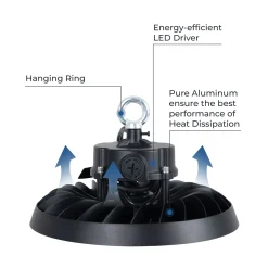 Campana LED UFO industrial 150W - CCT - 170lm/W - Driver LIFUD - IP65 - 10 años garantía
