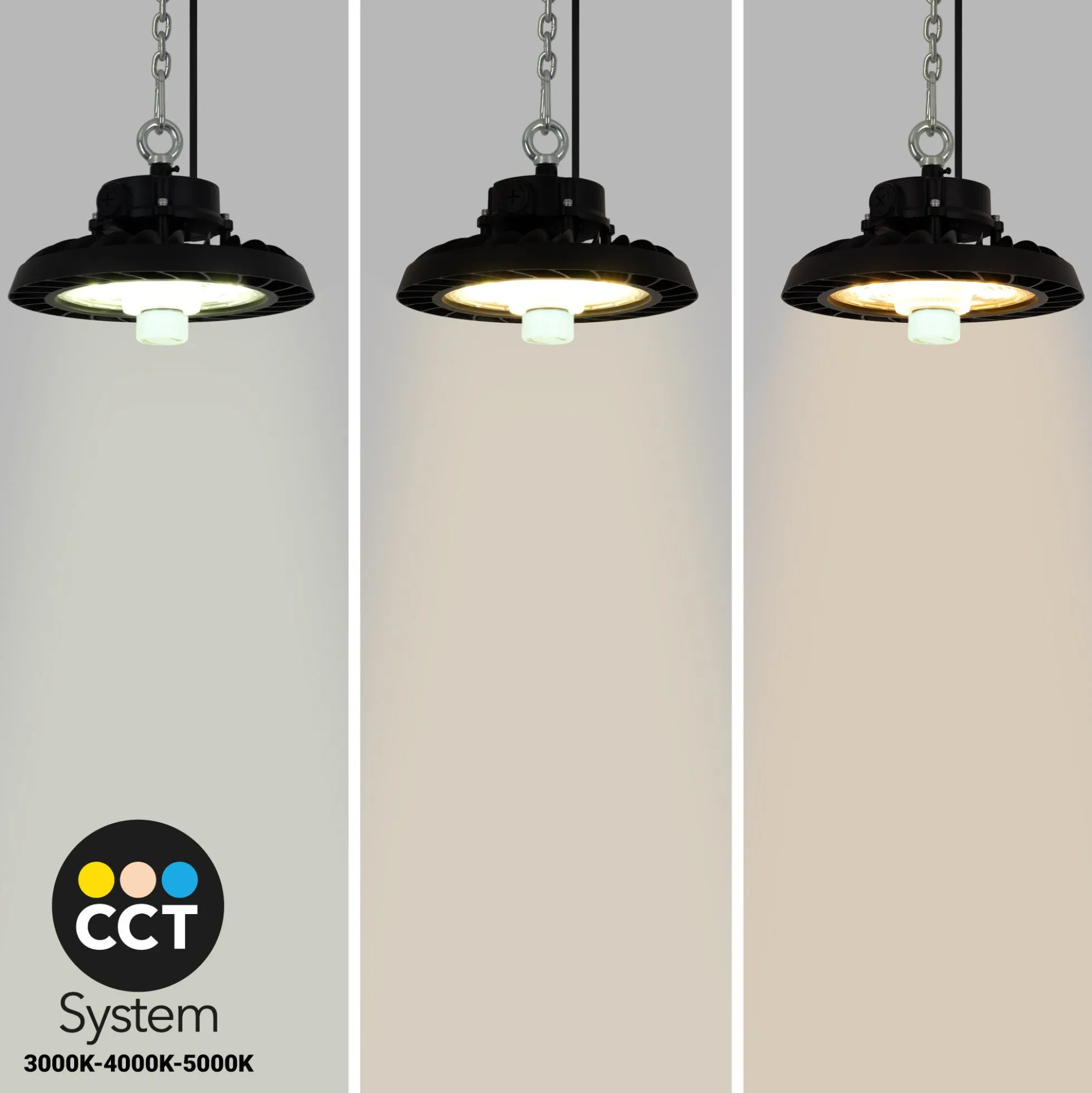 Campana LED UFO industrial 150W - CCT - Con sensor de movimiento - 170lm/W - Driver LIFUD - IP65 - 5 años garantía