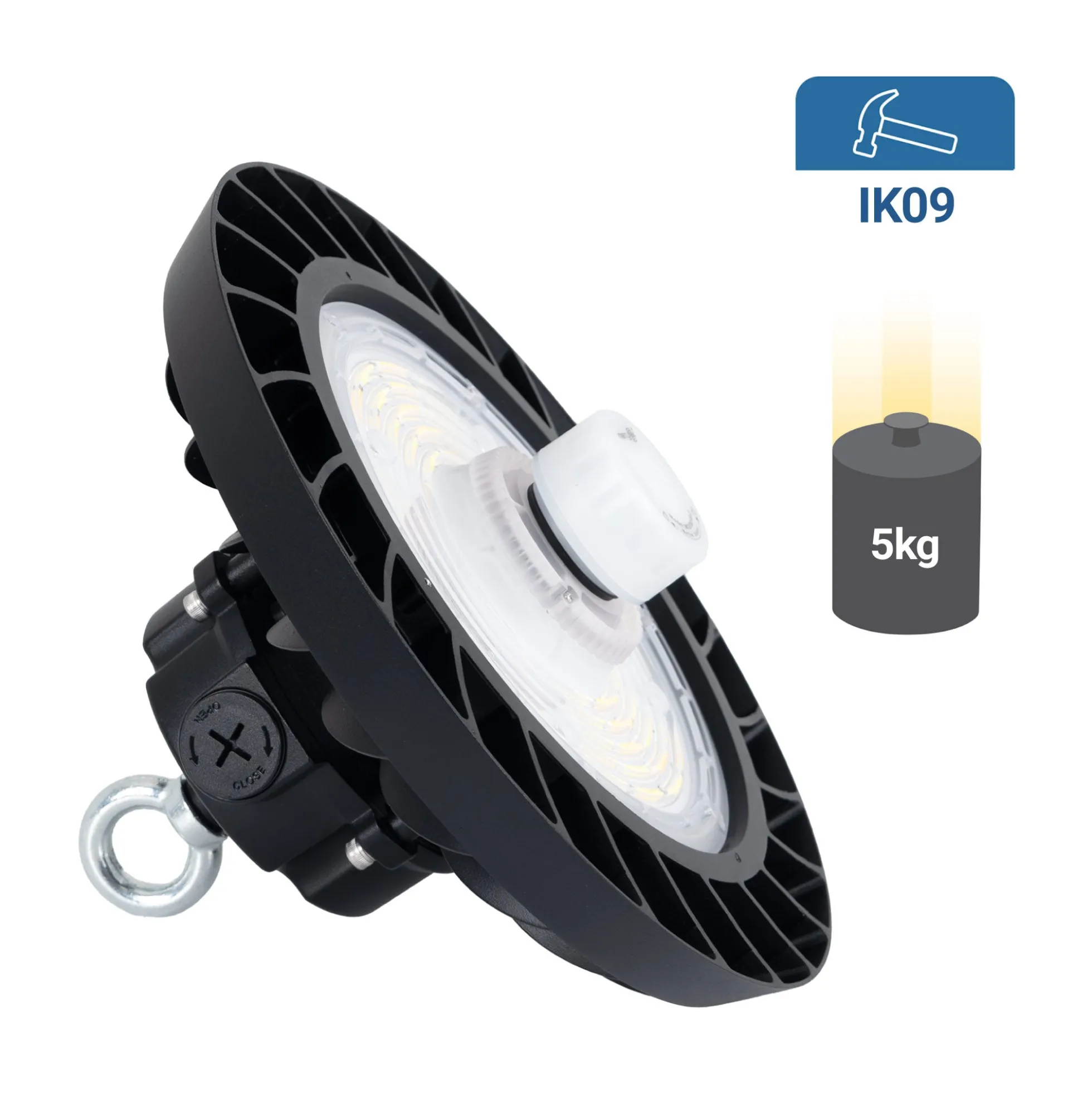 Campana LED UFO industrial 150W - CCT - Con sensor de movimiento - 170lm/W - Driver LIFUD - IP65 - 5 años garantía