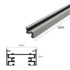 Carril electrificado monofásico de superficie para focos LED - barra 2 metros