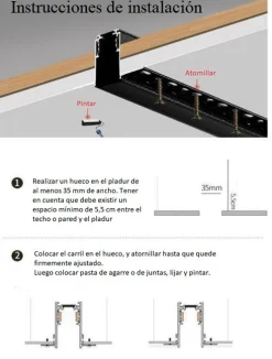 Carril magnético 20mm empotrable - 48V - 2 metros