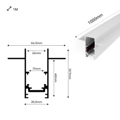 Carril magnético 20mm empotrable 48V - 1 metro