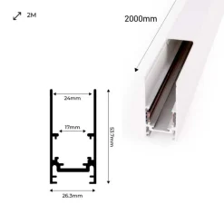 Carril magnético 48V + kit de suspensión - 2 metros