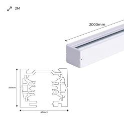 Carril trifásico para focos LED - Barra 2 metros
