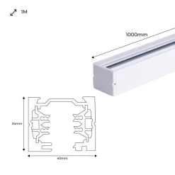 Carril trifásico para focos LED - barra 1 metro
