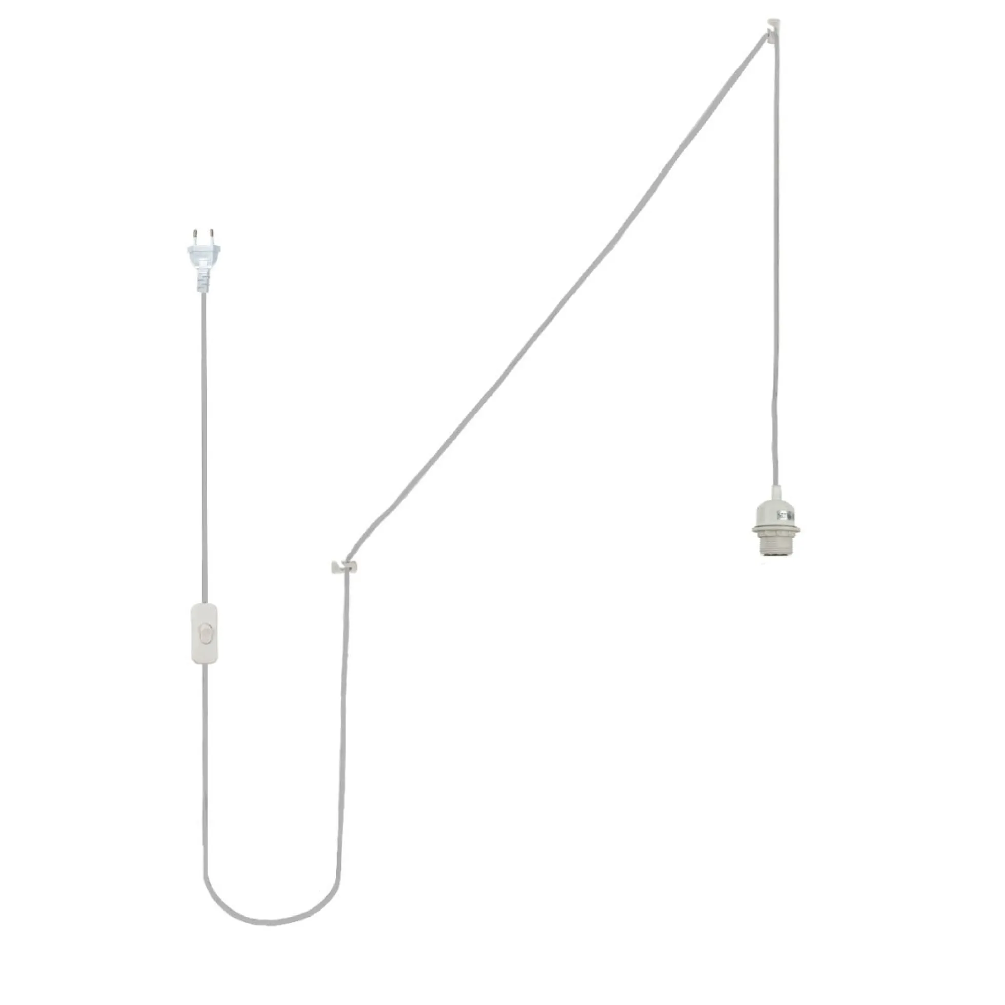 Casquillo E27 con cable de PVC, interruptor y enchufe