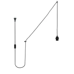 Casquillo E27 con cable de PVC, interruptor y enchufe