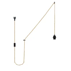 Casquillo E27 con cable de yute trenzado, interruptor y enchufe