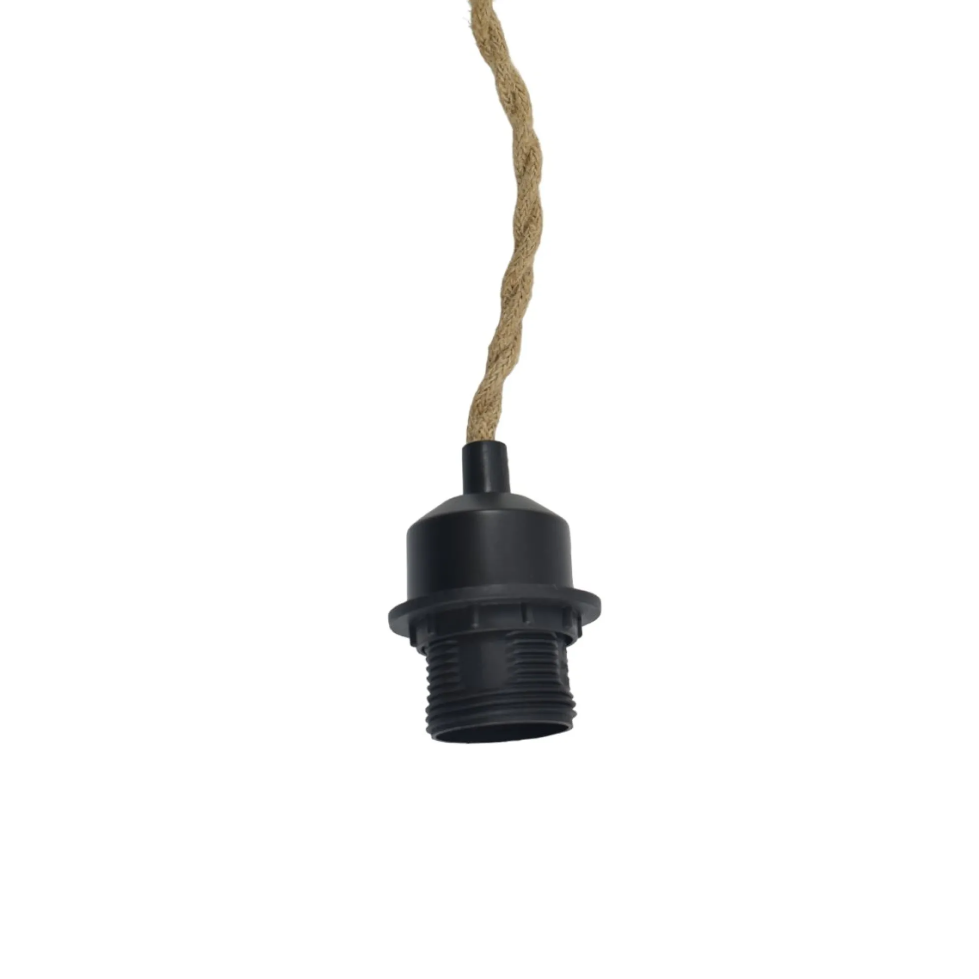 Casquillo E27 con cable de yute trenzado, interruptor y enchufe