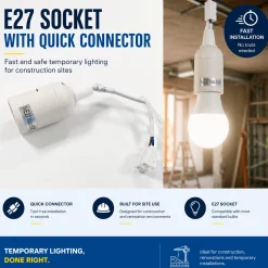Casquillo E27 con conector rápido - Ideal para obras