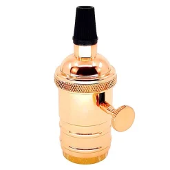 Casquillo E27 Vintage con interruptor Bronce Rosado / Cromado