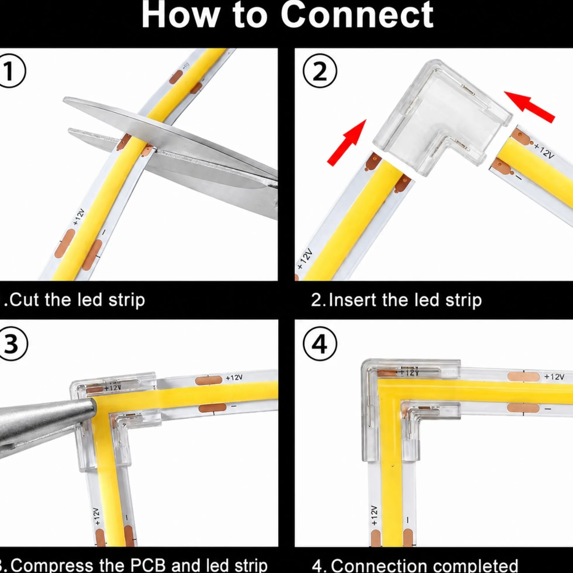 Conector en "L" para tira LED COB monocolor - 10mm - IP20