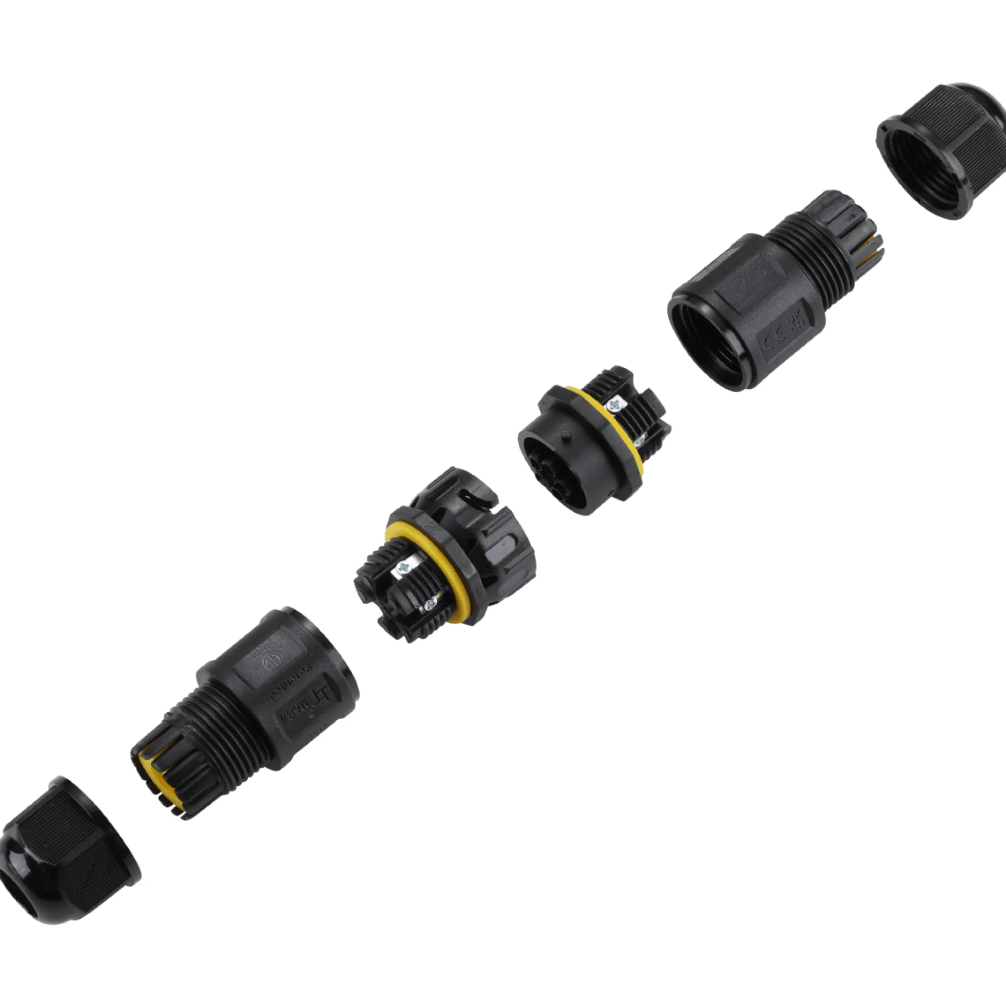 Conector impermeable - 6P - Macho y hembra - IP68 - 0,5-2,5mm² - 24A - T105