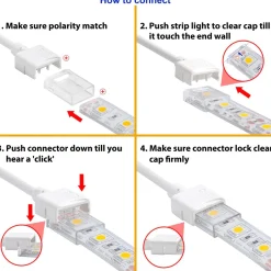 Conector inicio tira LED estanco 10mm - 2 pines - IP68